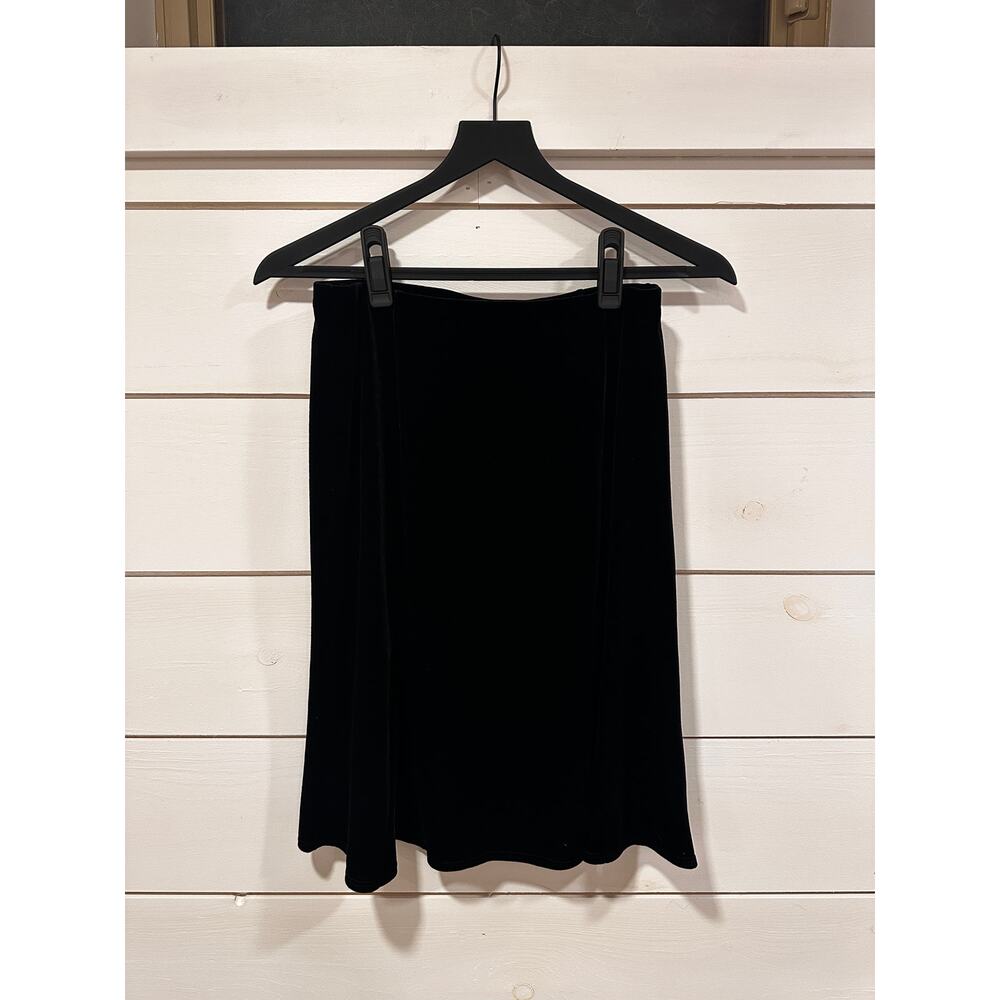 Womens Velvet Black Flared Skirt Vintage 90s Y2K Willi Smith Size Small